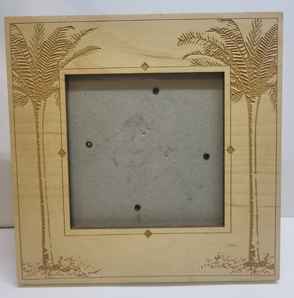 Lasercraft Carved light Wood Palm Tree Picture Frame 6 x 6 In 3.5 x 3.5 in photo